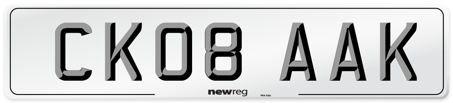 CK08 AAK Number Plate from New Reg